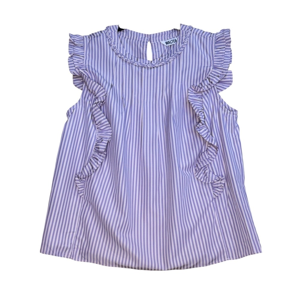 NWT Walter Baker Paige Top Ruffle‎ Blouse Size Small Blush Lilac Striped